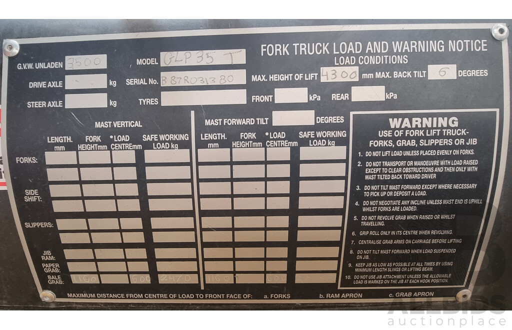 2006, 3.5 Tonne Yale GLP35TK LPG Forklift 4.5 FSV