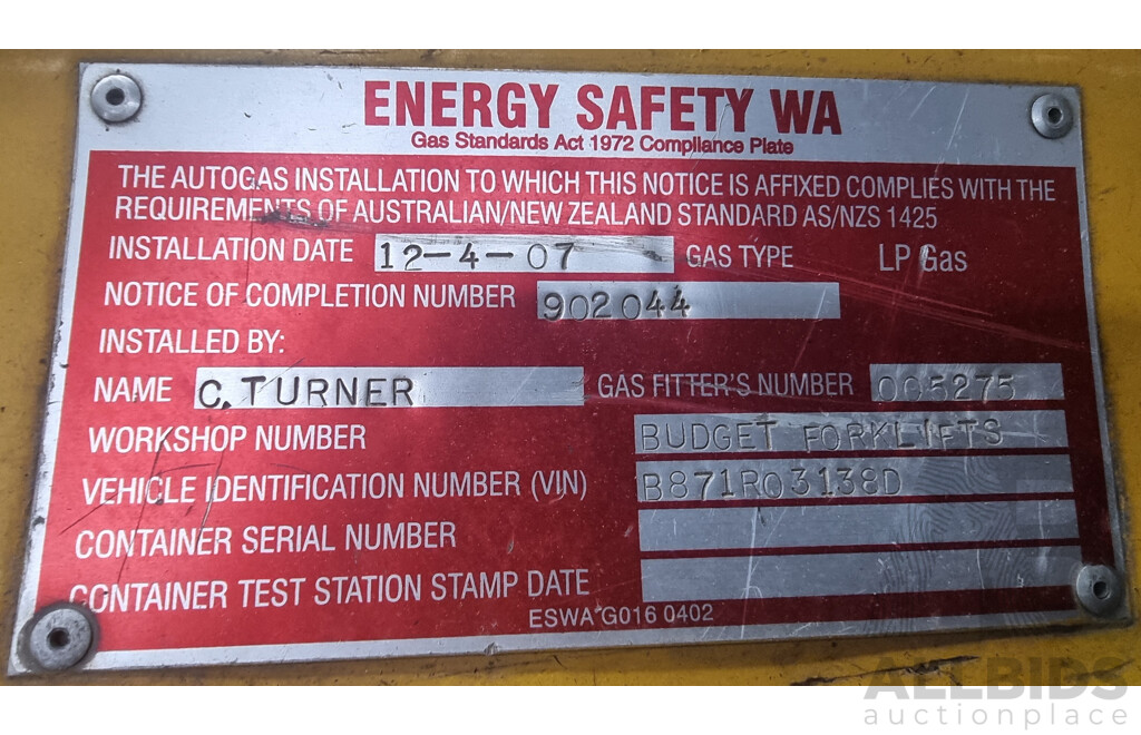 2006, 3.5 Tonne Yale GLP35TK LPG Forklift 4.5 FSV