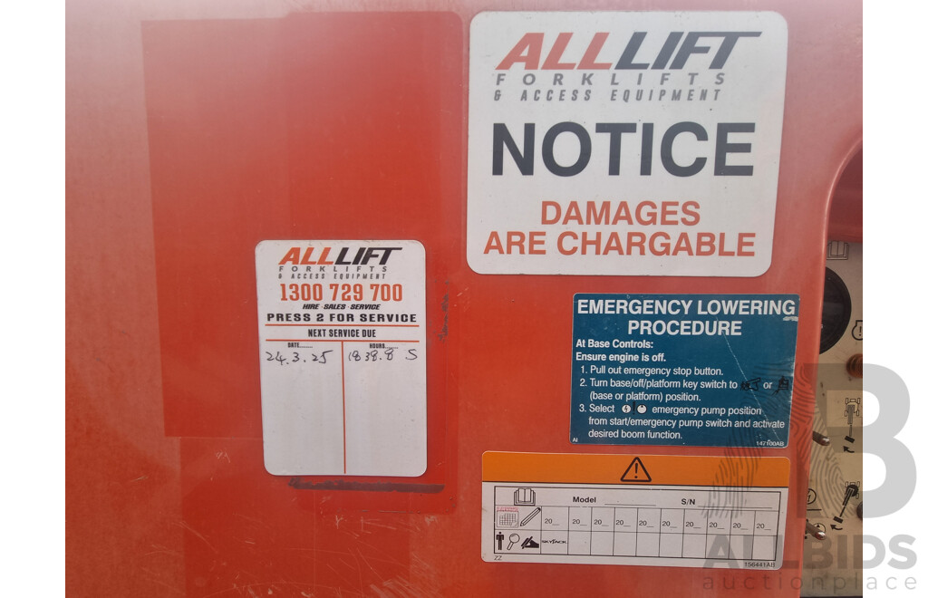 2016, 51ft Skyjack 51AJ, Deutz D2.2L Diesel Engine, Articulating Knuckle Boom Lift-15.55m FSV