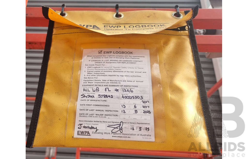 06/2017, 41ft Skyjack SJ8841 RT Diesel Scissor Lift - 12.5m FSV