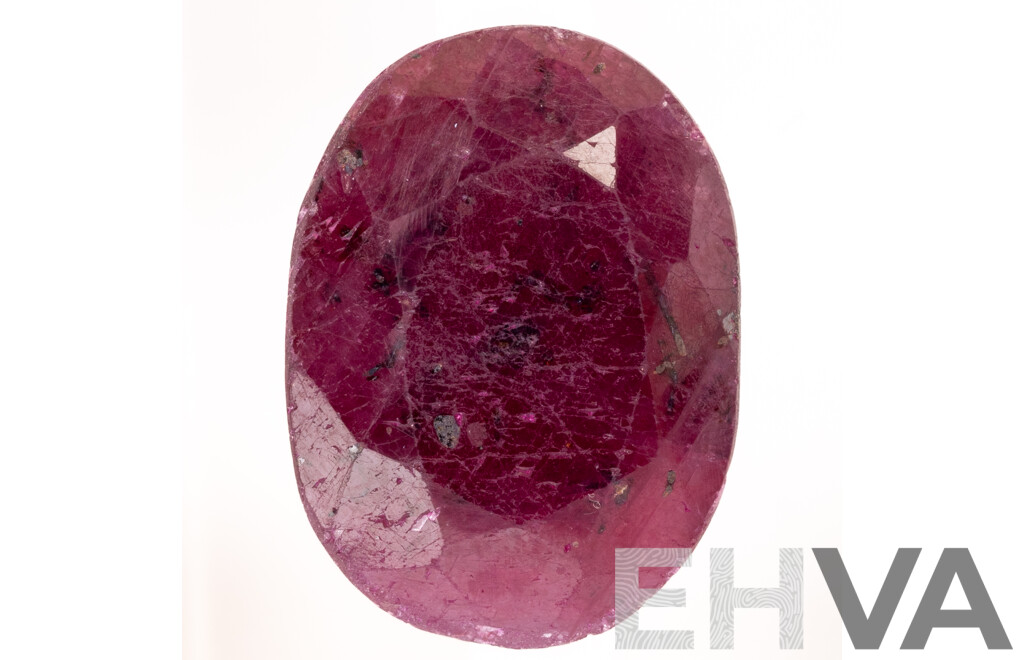 Ruby, Unset Natural Oval Cut Gemstone, 16.85 Grams