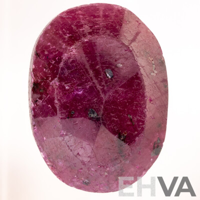 Ruby, Unset Natural Oval Cut Gemstone, 16.85 Grams