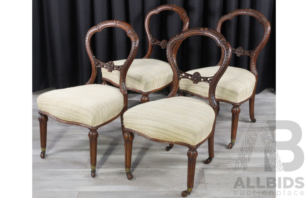 Set of Four Mahogany Balloon Back Parlour Chairs