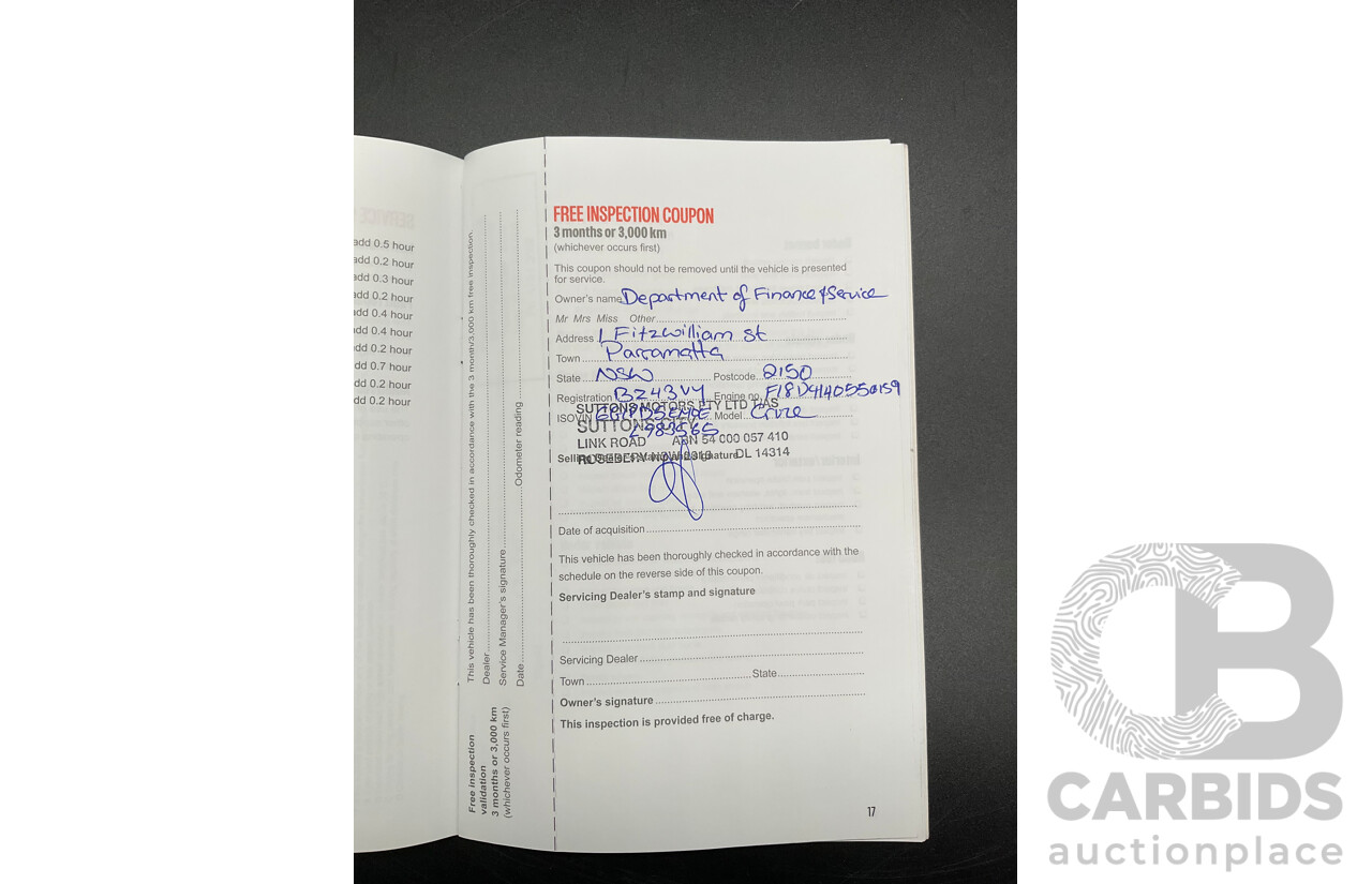 5/2014 Holden Cruze Equipe JH MY14 4d Sedan Redhot 1.8L