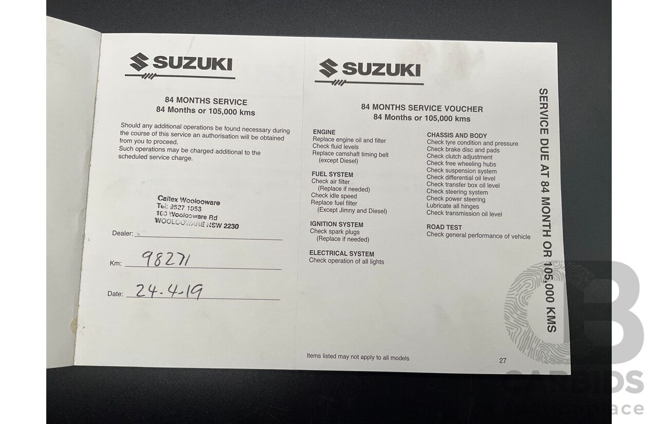 9/2001 Suzuki Jimny JLX (4x4) 2d Wagon Silky Silver Metallic 1.3L