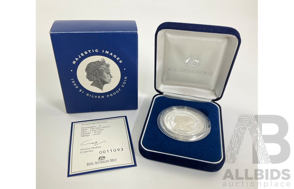 Australian RAM 1999 Silver One Dollar Coin, Majestic Images .999