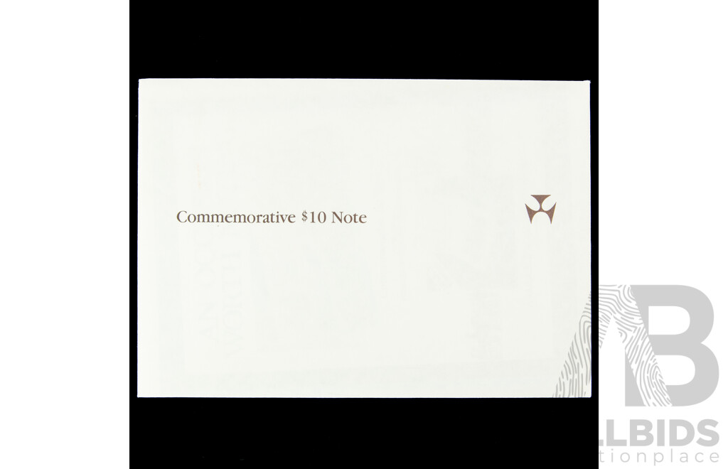 Australian 1988 Ten Dollar Note, Bicentennial Last Prefix with Overprint, AA 23069171