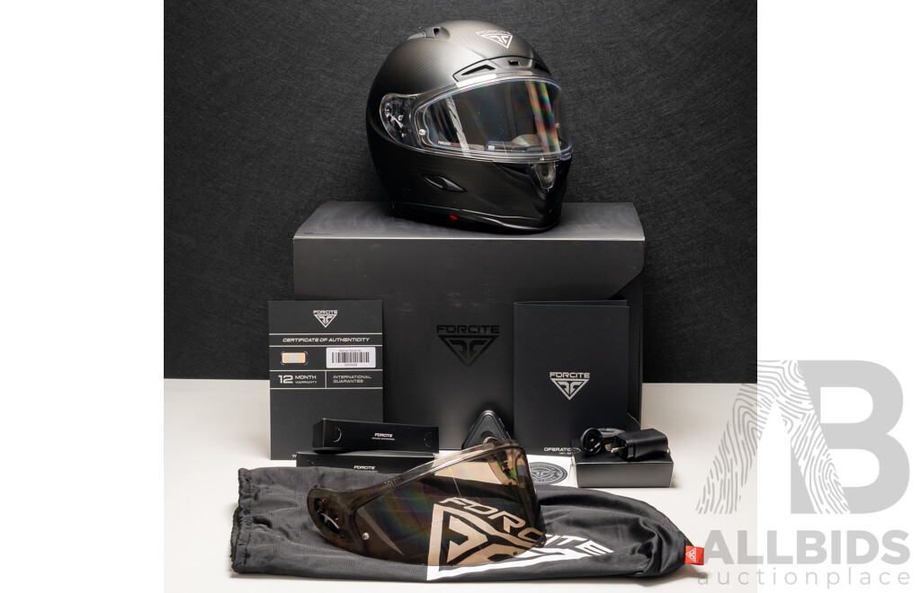 Forcite MK1S Carbon Fibre Smart Motorcycle Helmet with Inbuilt Camera GPS Infront Vision