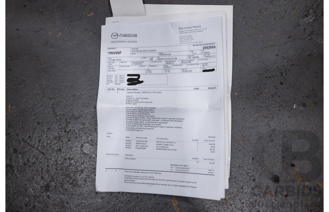 9/2005 Mazda RX-8 FE Series 1 4d Coupe Sunlight Silver Metallic 1.3L