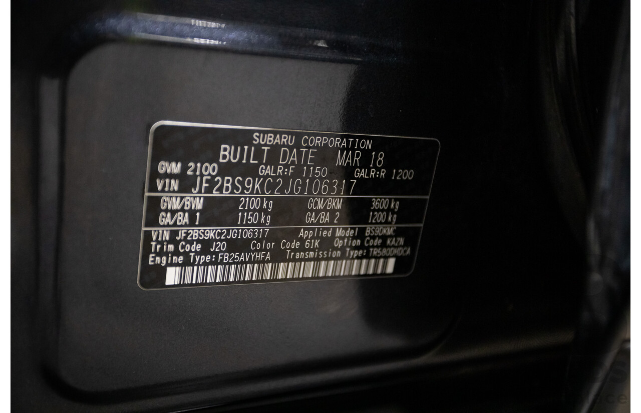 07/2018 Subaru Outback 2.5i Premium (AWD) MY18 4D Wagon Dark Grey Metallic 2.5L