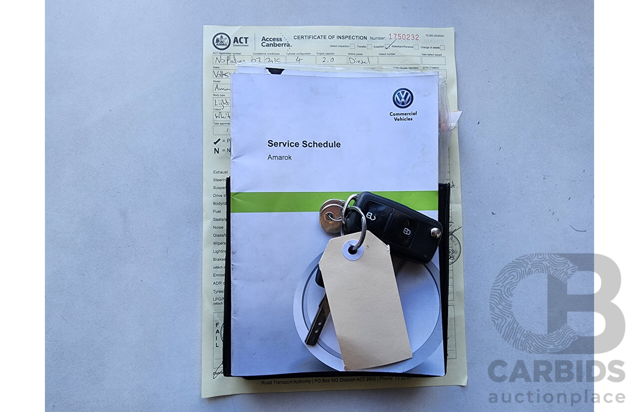 7/2015 Volkswagen Amarok Tdi420 (4x2) 2H MY15 Dual C/Chas White 2.0L
