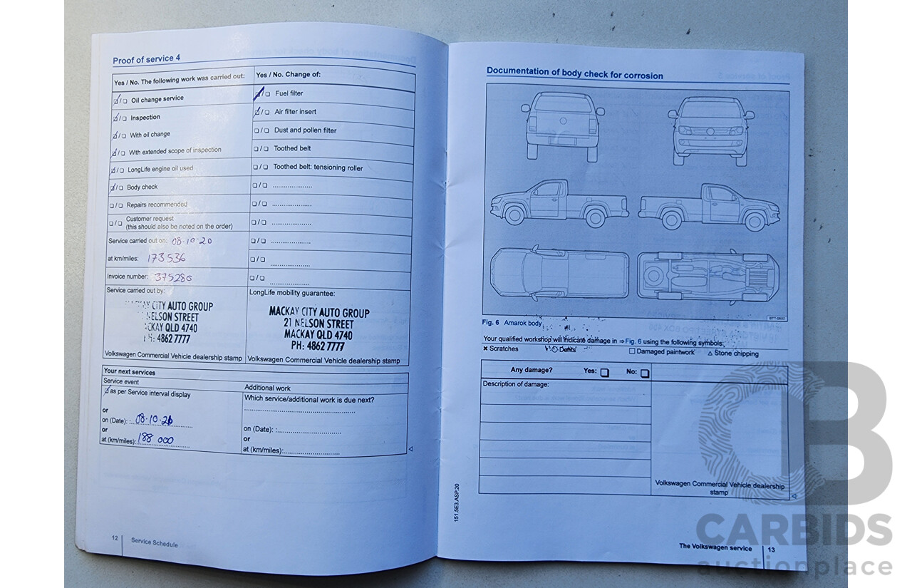 7/2015 Volkswagen Amarok Tdi420 (4x2) 2H MY15 Dual C/Chas White 2.0L