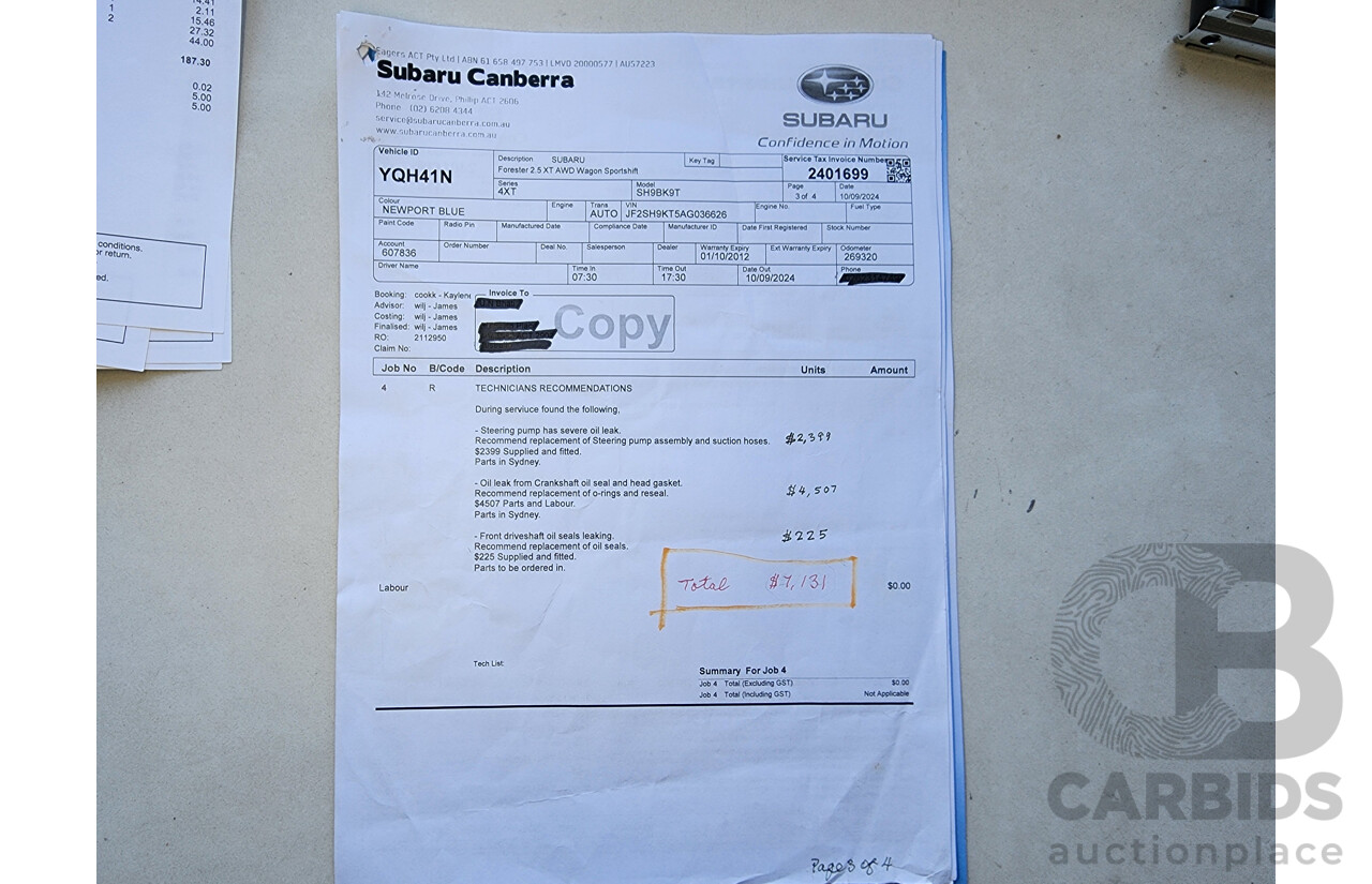 10/2009 Subaru Forester XT MY09 4d Wagon Blue Turbo 2.5L