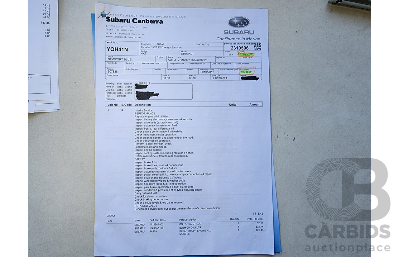 10/2009 Subaru Forester XT MY09 4d Wagon Blue Turbo 2.5L