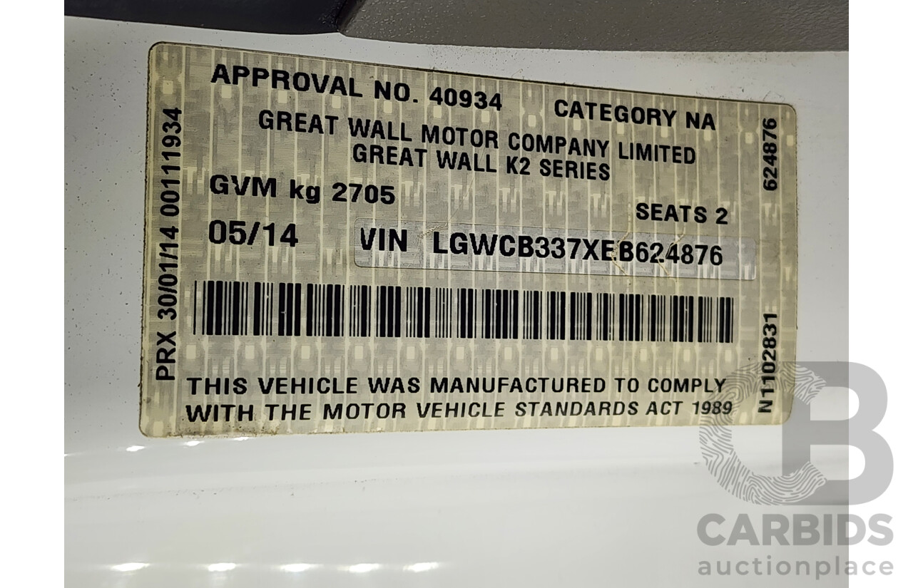 5/2014 Great Wall V240 (4x2) K2 MY11 C/Chas White 2.4L