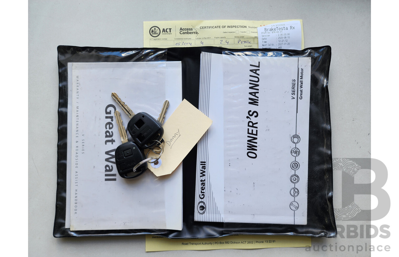 5/2014 Great Wall V240 (4x2) K2 MY11 C/Chas White 2.4L