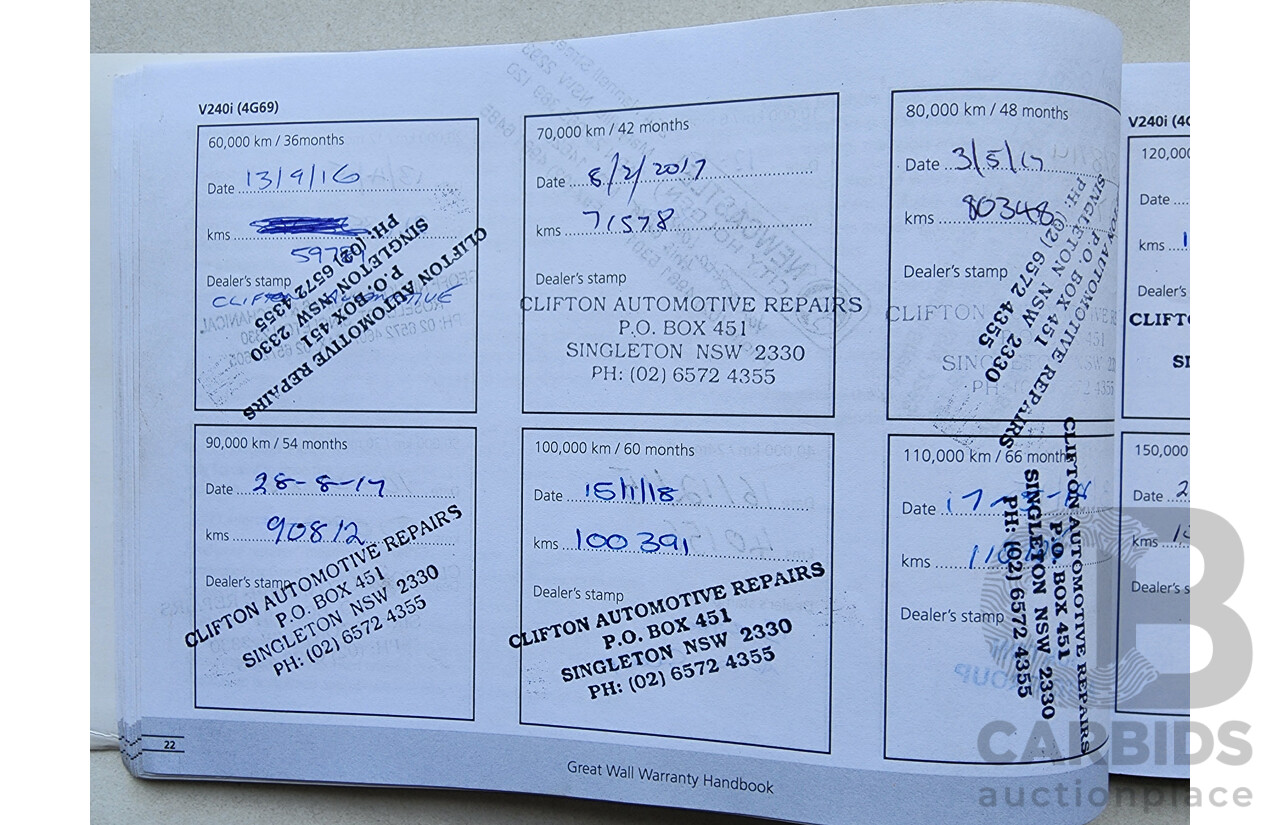 5/2014 Great Wall V240 (4x2) K2 MY11 C/Chas White 2.4L