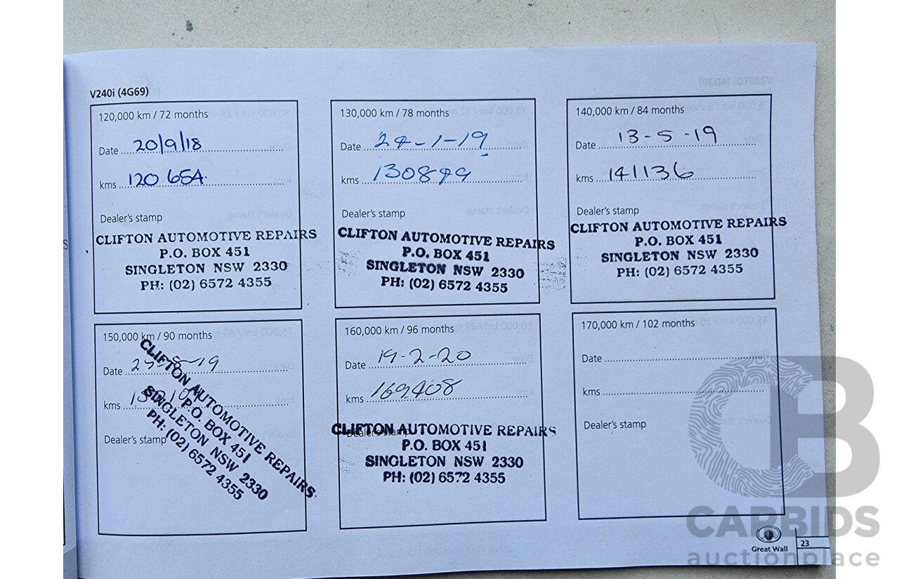 5/2014 Great Wall V240 (4x2) K2 MY11 C/Chas White 2.4L