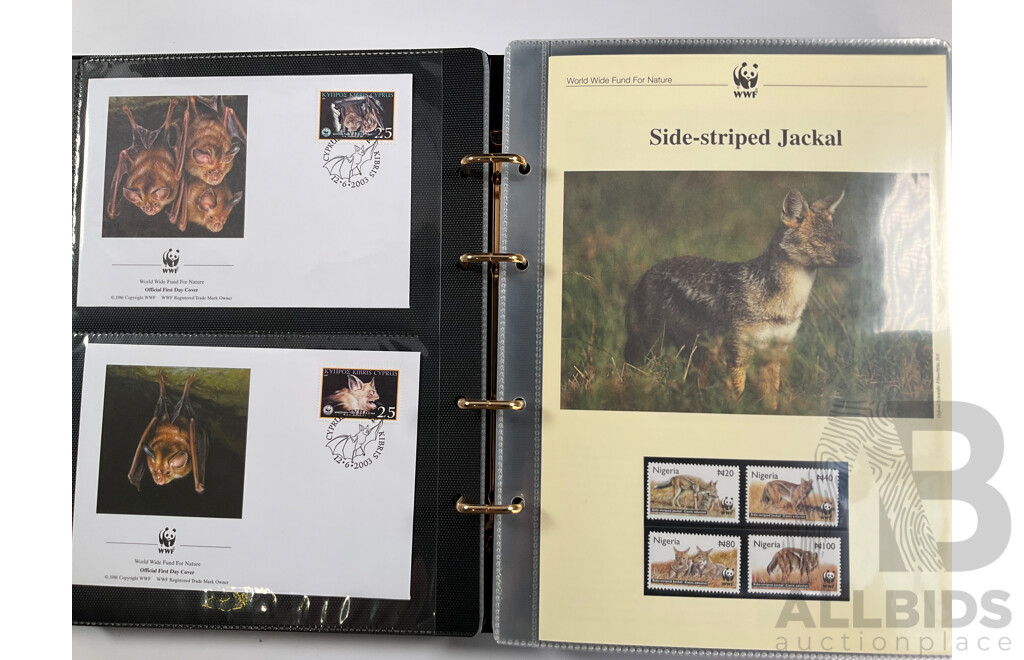 World Wide Fund for Nature 1980'-90's Seven Volume First Day Covers and Stamps Including Siberian Tigers Galapagos Islands Wildlife, Malayan Elephant, Gibraltar Red Kite, Himalayan Black Bear, Ukraine Red Breasted Goose and More