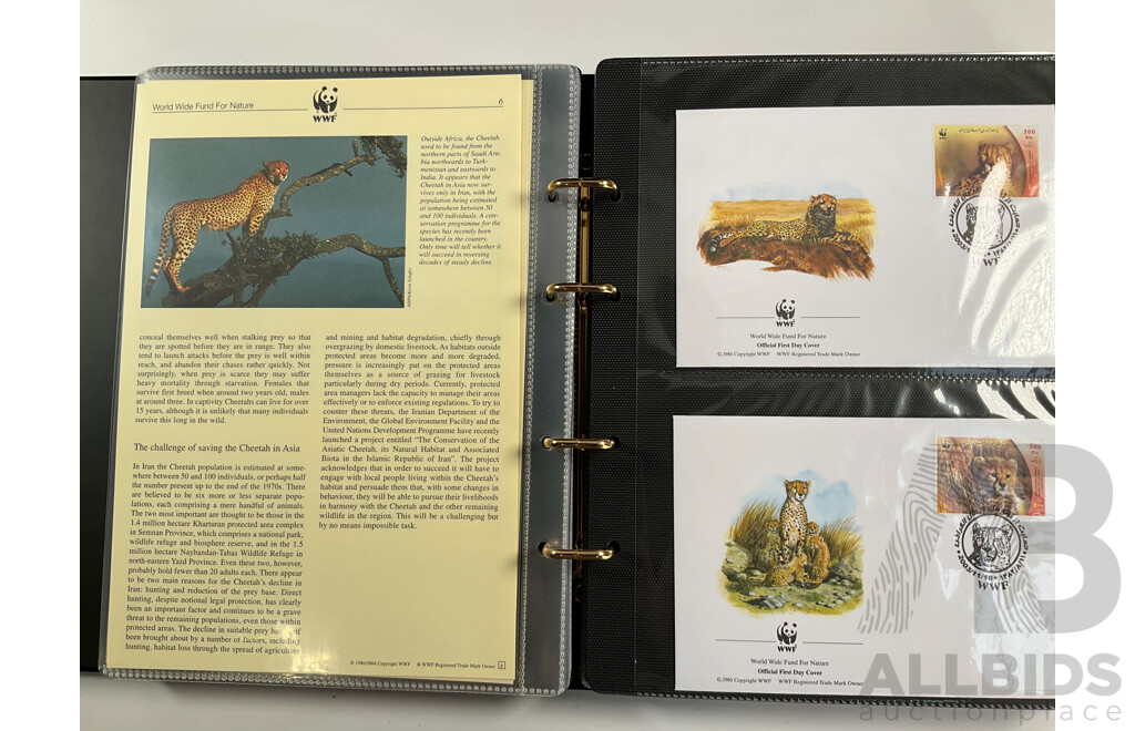 World Wide Fund for Nature 1980'-90's Seven Volume First Day Covers and Stamps Including Siberian Tigers Galapagos Islands Wildlife, Malayan Elephant, Gibraltar Red Kite, Himalayan Black Bear, Ukraine Red Breasted Goose and More