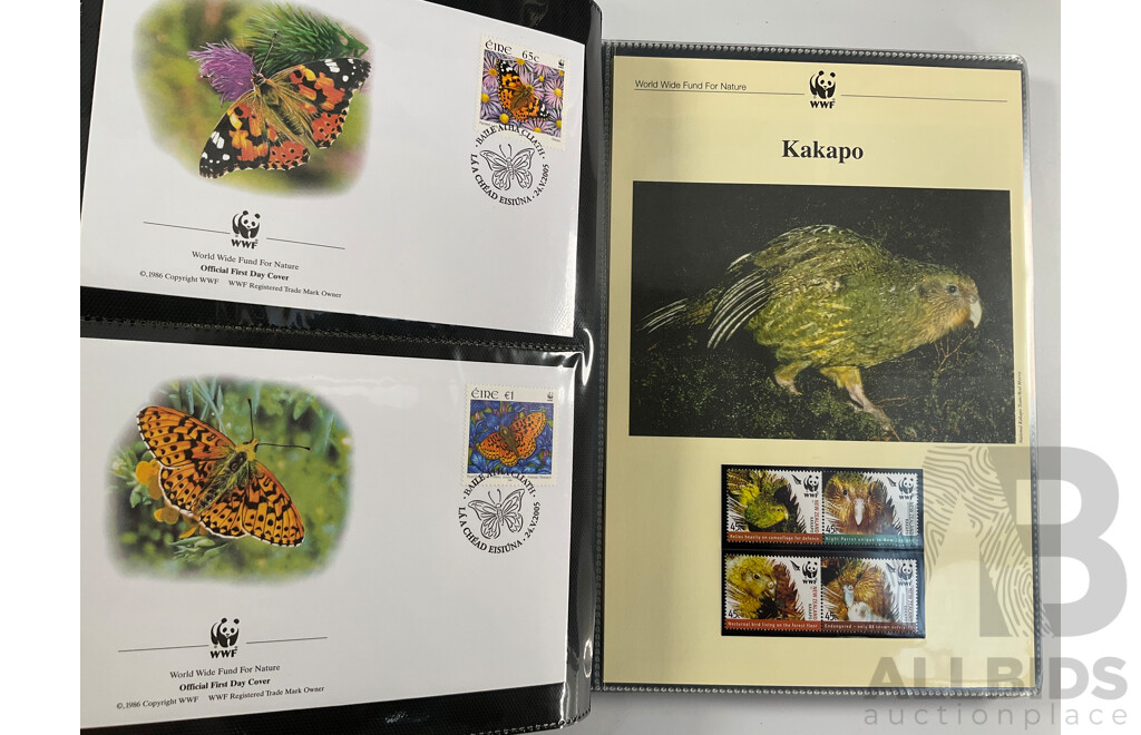 World Wide Fund for Nature 1980'-90's Seven Volume First Day Covers and Stamps Including Siberian Tigers Galapagos Islands Wildlife, Malayan Elephant, Gibraltar Red Kite, Himalayan Black Bear, Ukraine Red Breasted Goose and More