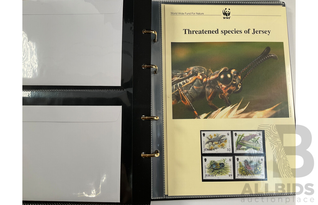 World Wide Fund for Nature 1980'-90's Seven Volume First Day Covers and Stamps Including Siberian Tigers Galapagos Islands Wildlife, Malayan Elephant, Gibraltar Red Kite, Himalayan Black Bear, Ukraine Red Breasted Goose and More