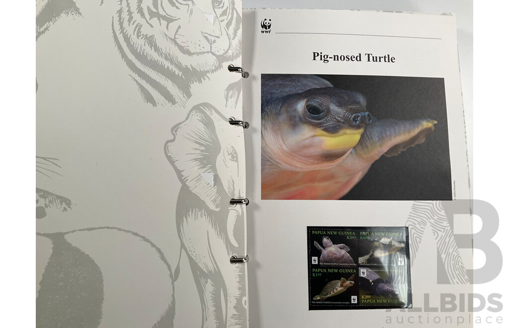 World Wide Fund for Nature 1980s'-90's Seven Volume First Day Covers and Stamps Including Spotted Eagle Ray, Samoan Land Birds, Red Panda, Pallas's Cat, Eurasian Spoonbill, Common Hippopotamus and More