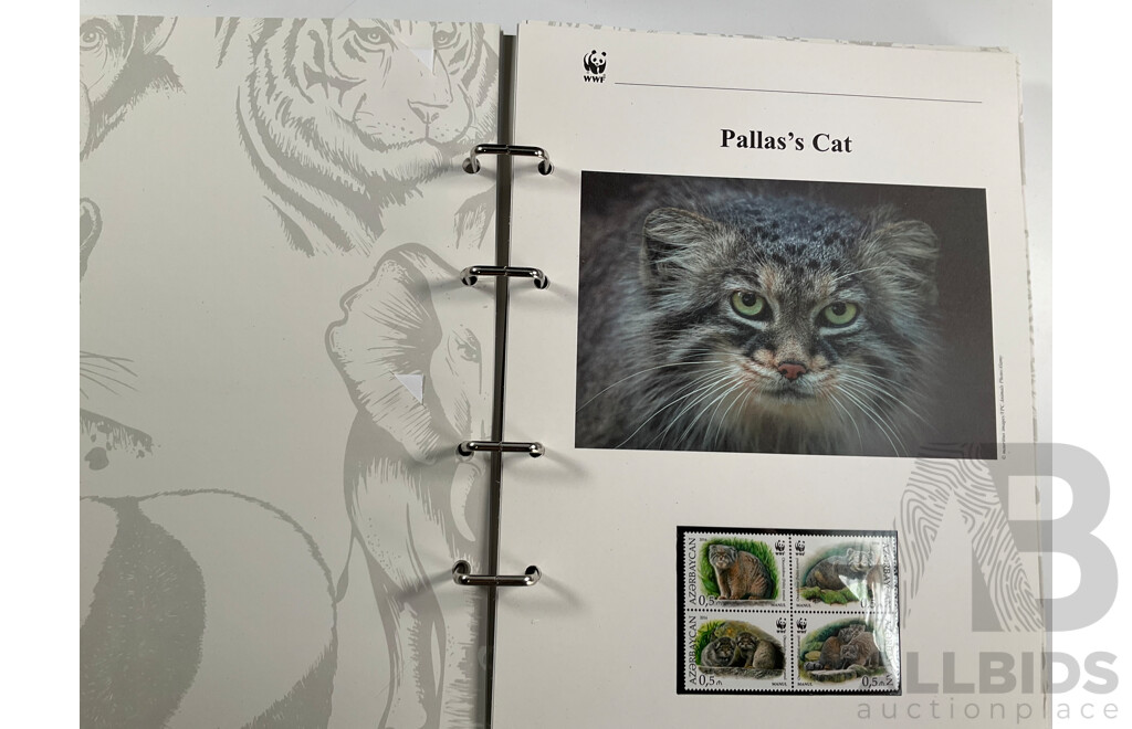 World Wide Fund for Nature 1980s'-90's Seven Volume First Day Covers and Stamps Including Spotted Eagle Ray, Samoan Land Birds, Red Panda, Pallas's Cat, Eurasian Spoonbill, Common Hippopotamus and More