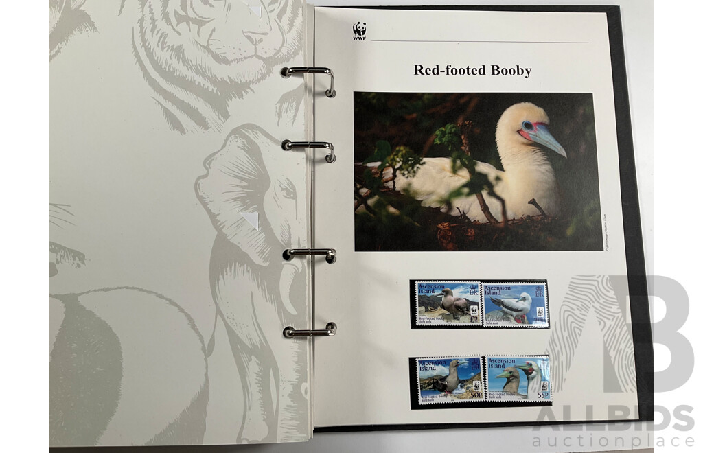 World Wide Fund for Nature 1980s'-90's Seven Volume First Day Covers and Stamps Including Spotted Eagle Ray, Samoan Land Birds, Red Panda, Pallas's Cat, Eurasian Spoonbill, Common Hippopotamus and More