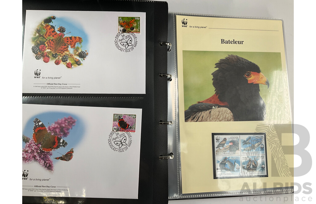 World Wide Fund for Nature 1980s'-90's Seven Volume First Day Covers and Stamps Including Norfork Islands Lizards, West Indian Iguana, Cats of Thailand, Sourthern Sea Lion, Owls of Iran, Red Knot, Pacific Tree Boa and More
