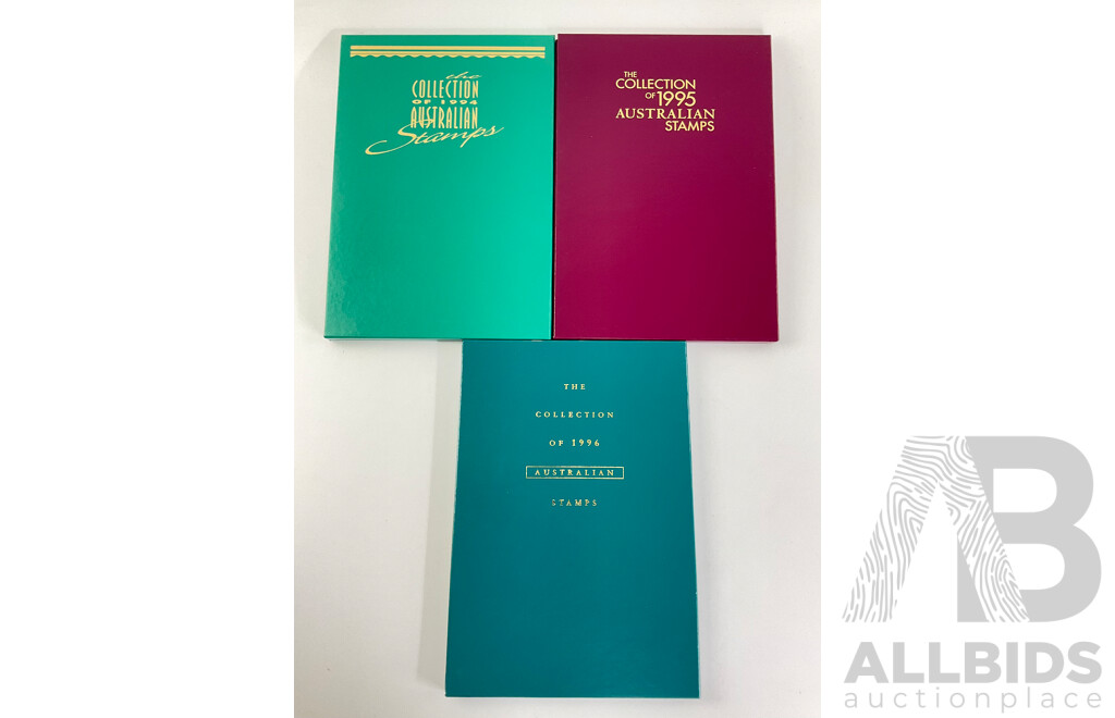 Three Australian Annual Stamp Albums 1994, 1995, 1996 - Face Value $128
