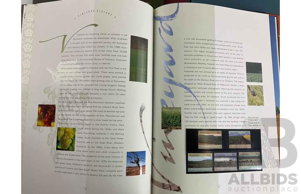 Four Australian Annual Stamp Albums Including 1990, 1991, 1992, 1993 - Face Value $150