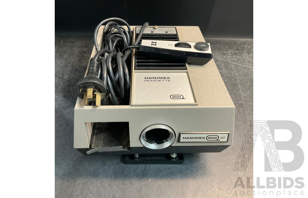 2 X Vintage HANIMEX 35mm Slide Projectors (800RF & 1800RF) with 3 X Han-o-matic Magazines
