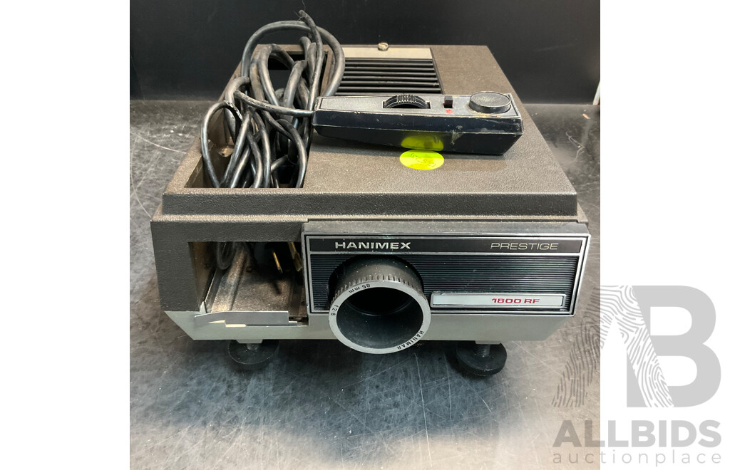 2 X Vintage HANIMEX 35mm Slide Projectors (800RF & 1800RF) with 3 X Han-o-matic Magazines