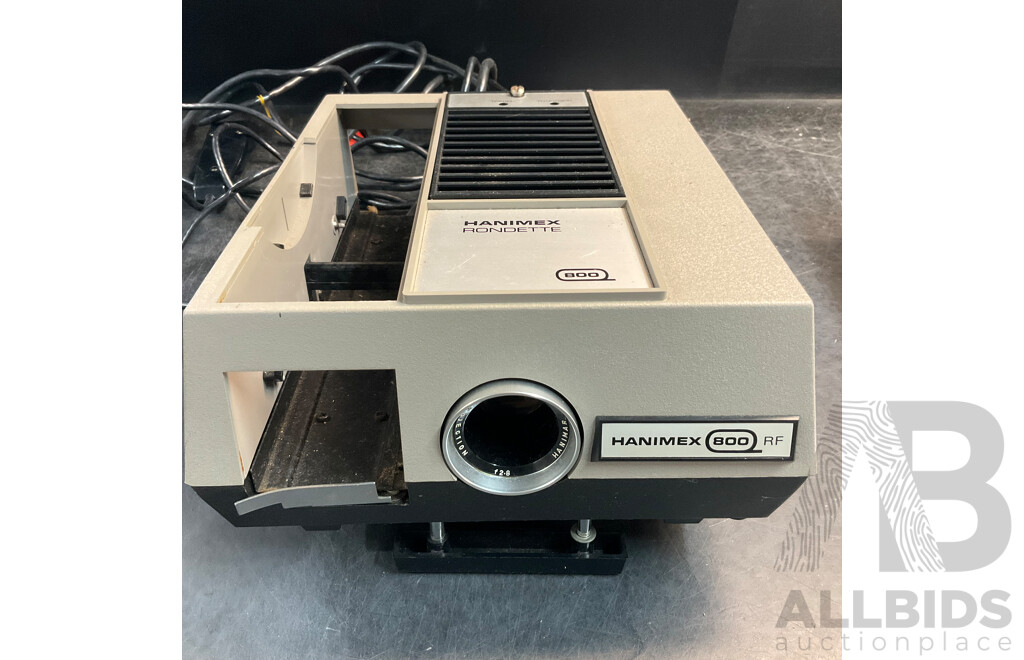 2 X Vintage HANIMEX 35mm Slide Projectors (800RF & 1800RF) with 3 X Han-o-matic Magazines