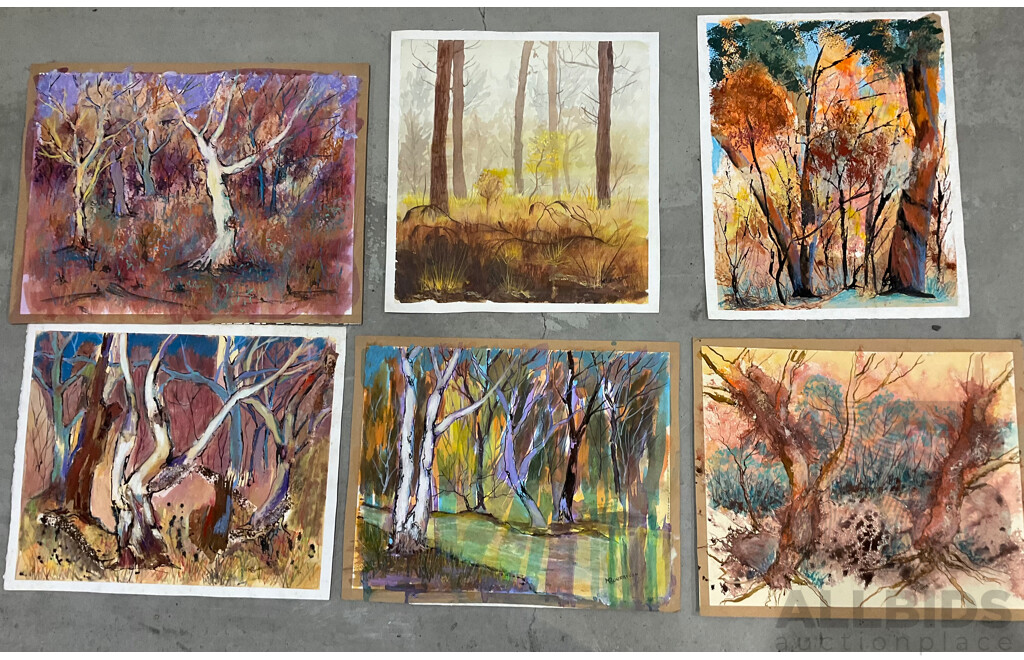 Marilyn Robertson Australian Landscape Paintings - Mixed Media on Board, Canvas and Paper - Lot of 41