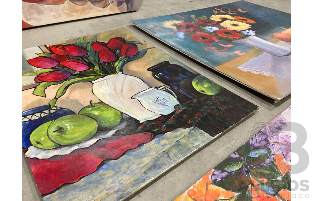 Marilyn Robertson, Floral - Mixed Media on Board, Canvas and Paper - Lot of 37