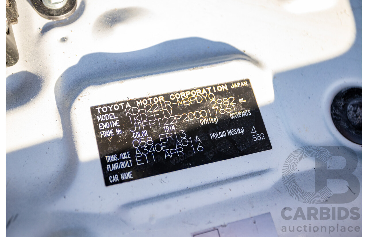 6/2016 Toyota Hiace SLWB KDH221R MY16 4d Van French Vanilla White Turbo Diesel 3.0L