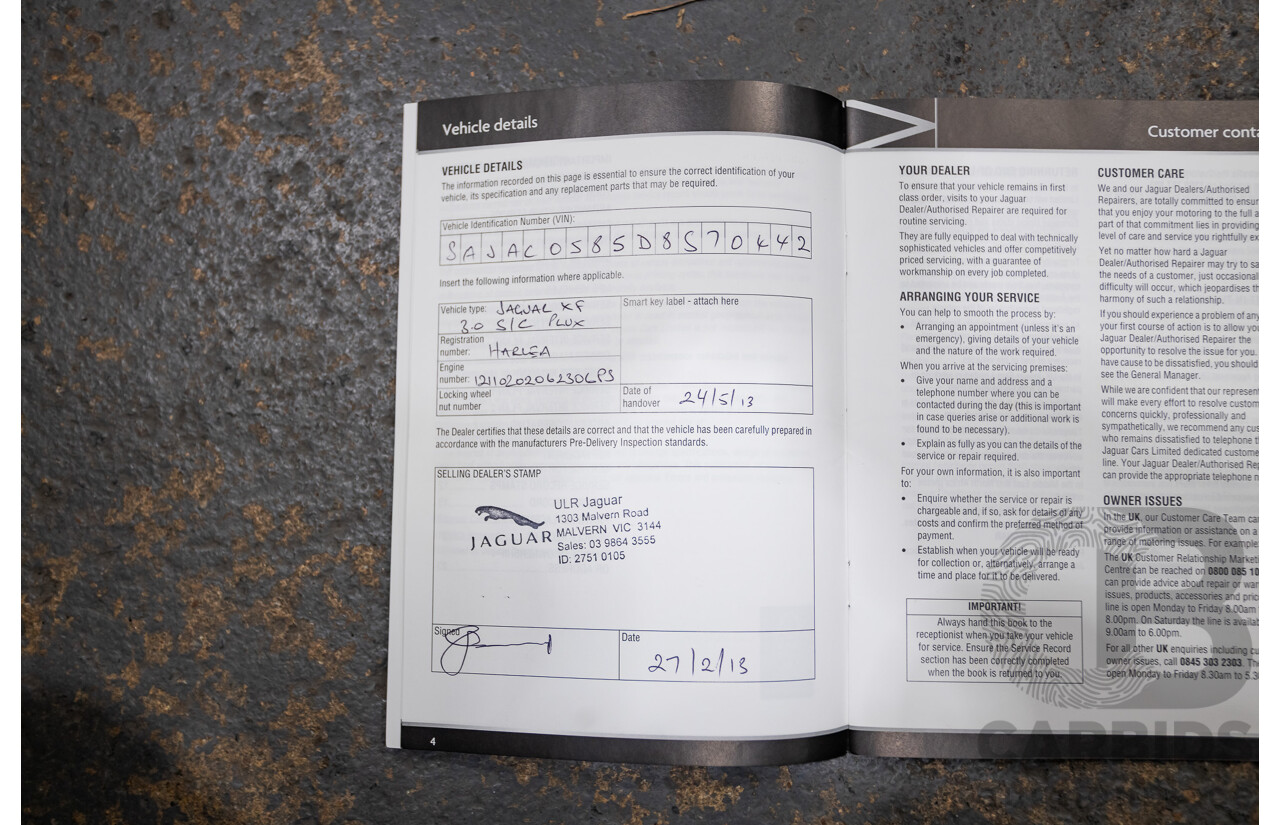 1/2013 Jaguar XF 3.0 SV6 Luxury MY13 4d Sedan Ultimate Black Metallic Supercharged V6 3.0L