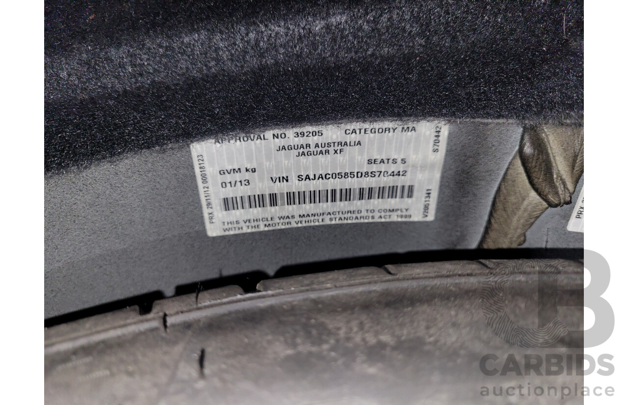 1/2013 Jaguar XF 3.0 SV6 Luxury MY13 4d Sedan Ultimate Black Metallic Supercharged V6 3.0L