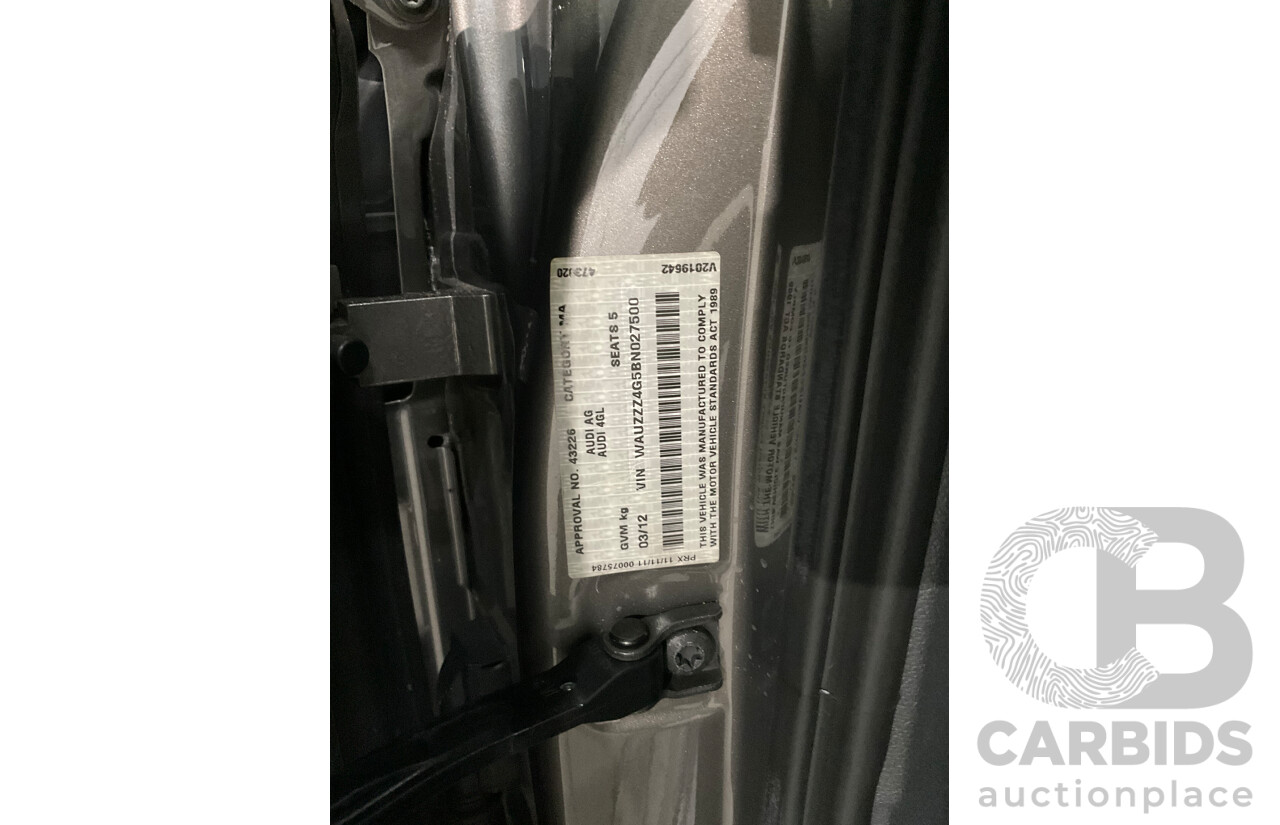 3/2012 Audi A6 3.0 TDi S-Line Quattro 4GL 4d Sedan Dakota Grey Metallic Turbo Diesel V6 3.0L