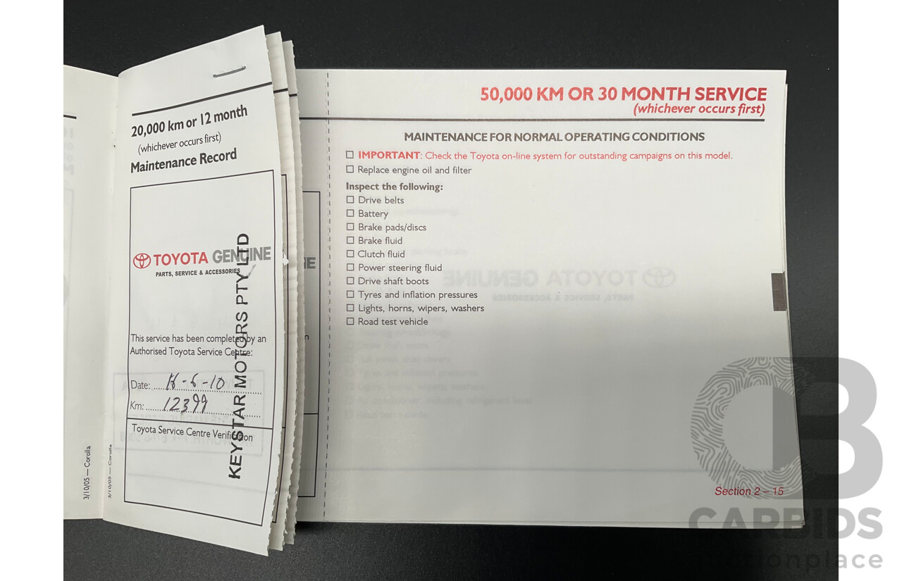 4/2006 Toyota Corolla Conquest Seca ZZE122R MY06 5d Hatchback Noosa Blue Metallic 1.8L