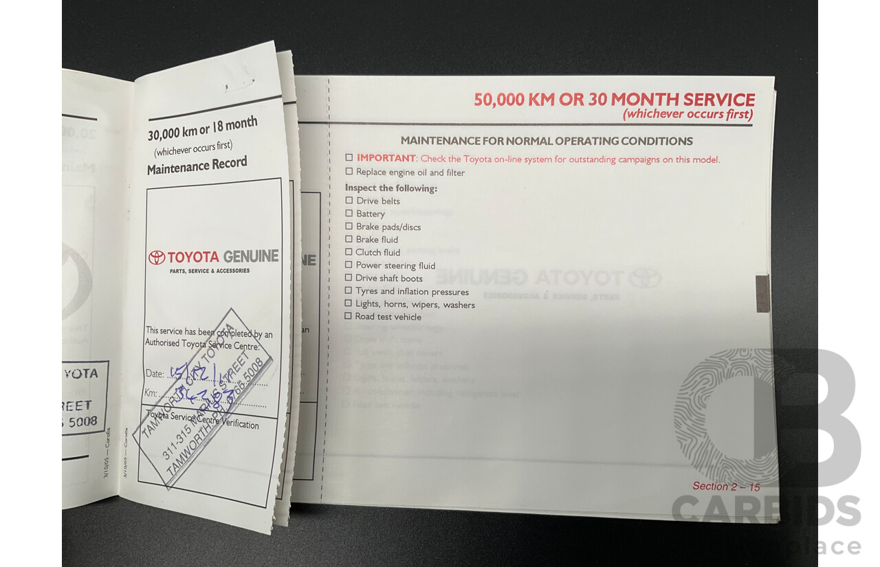 4/2006 Toyota Corolla Conquest Seca ZZE122R MY06 5d Hatchback Noosa Blue Metallic 1.8L