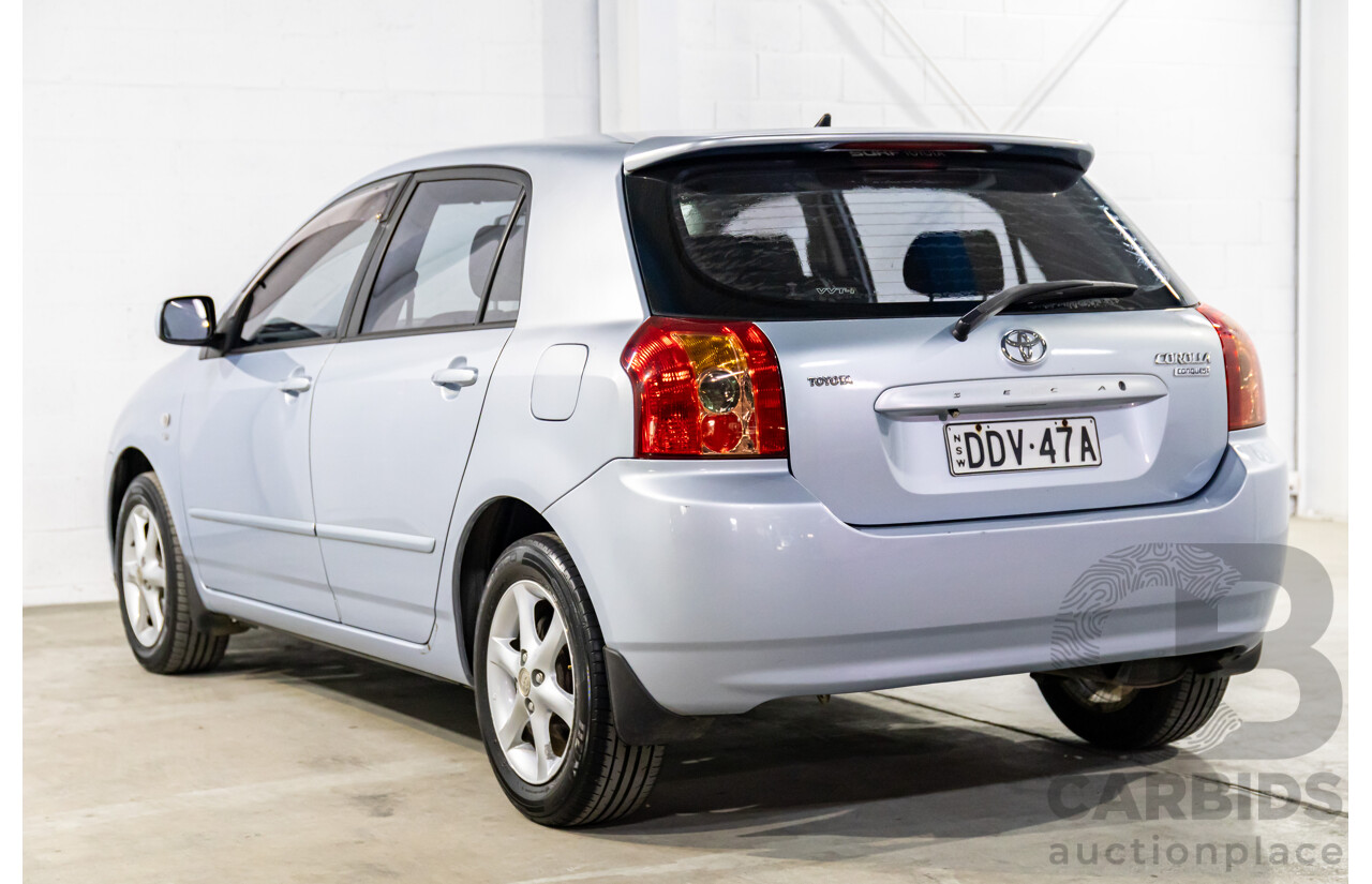 4/2006 Toyota Corolla Conquest Seca ZZE122R MY06 5d Hatchback Noosa Blue Metallic 1.8L
