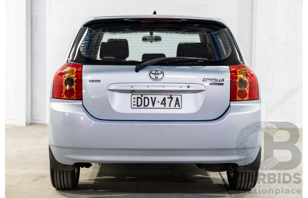 4/2006 Toyota Corolla Conquest Seca ZZE122R MY06 5d Hatchback Noosa Blue Metallic 1.8L