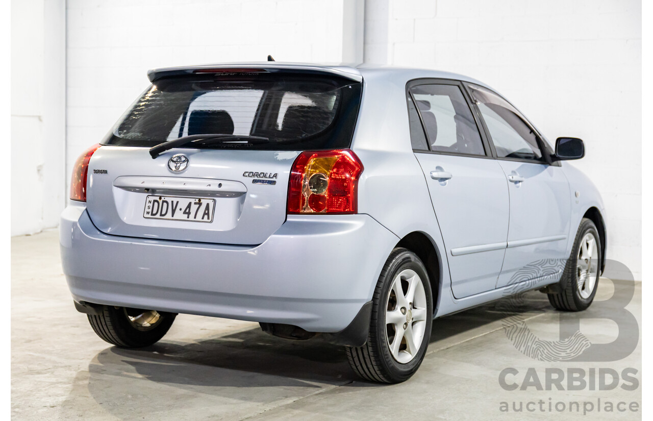 4/2006 Toyota Corolla Conquest Seca ZZE122R MY06 5d Hatchback Noosa Blue Metallic 1.8L