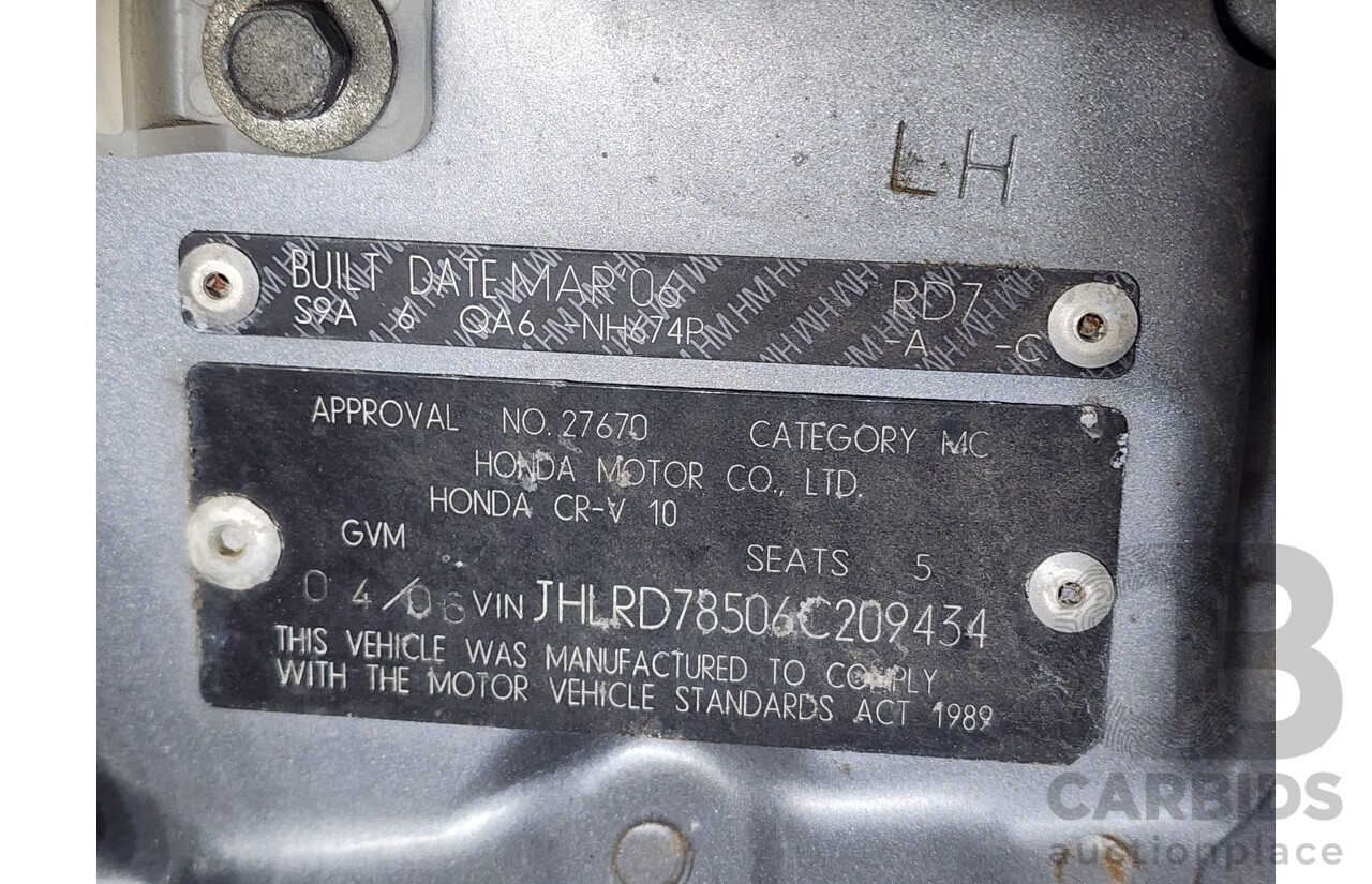 4/2006 Honda CRV (4x4) 2005 UPGRADE 4d Wagon Grey 2.4L