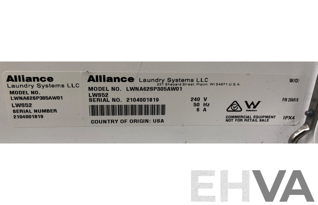 Alliance Laundry Systems Speed - Lot 1606705 | EHVA