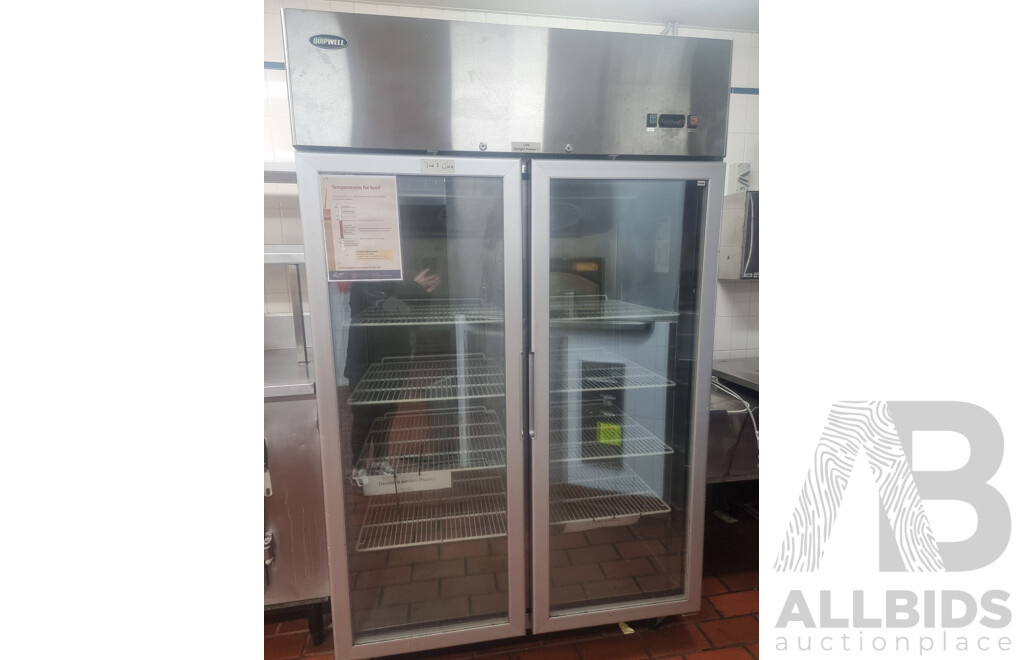 Quipwell Commercial 2 Door 1300L Glass Door Fridge