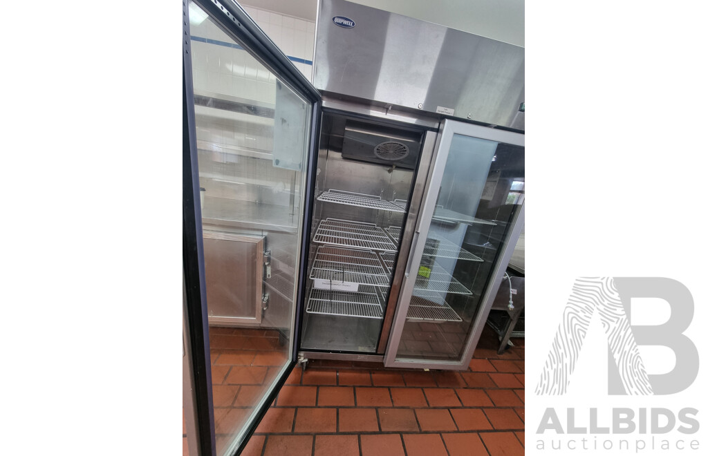 Quipwell Commercial 2 Door 1300L Glass Door Fridge